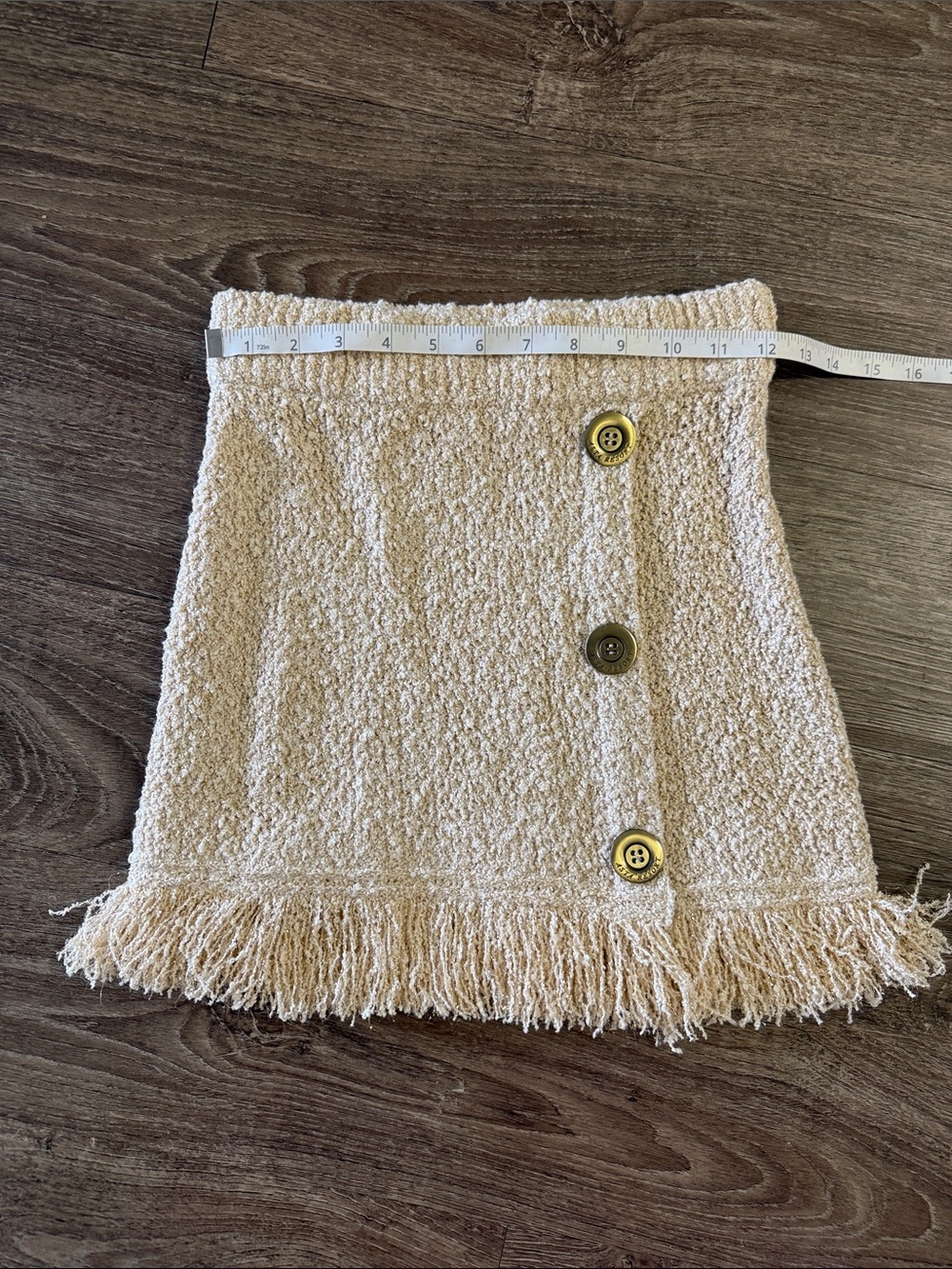 Asta Resort Fringed Bouclé Mini Skirt in Cream